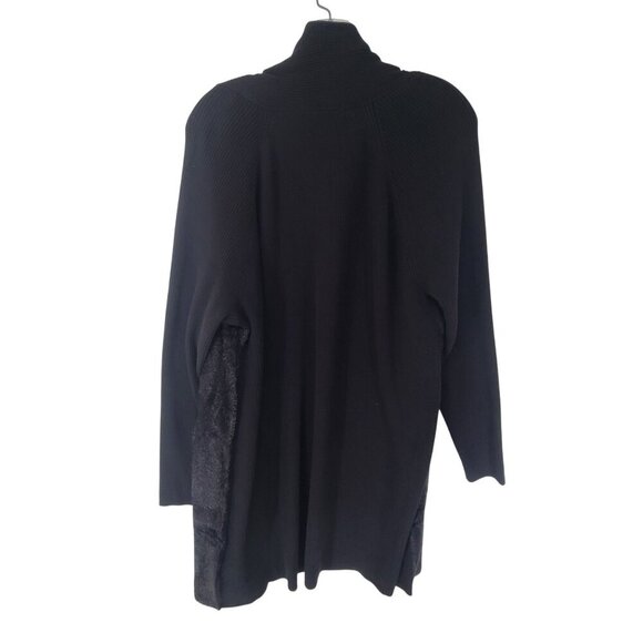 18. Susan Graver Women's Rib Knit Duster Cardigan Sweater Black Size 2X Office - Picture 4 of 7